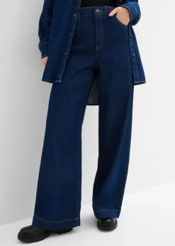 bonprix bonprix Vaqueros de pernera ancha, high waist Azul oscuro denim Clearance