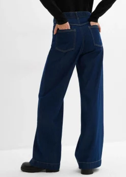 bonprix bonprix Vaqueros de pernera ancha, high waist Azul oscuro denim Clearance