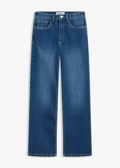 bonprix bonprix Vaqueros de pernera ancha con talle alto Denim medio desgastado