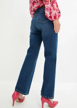 bonprix bonprix Vaqueros de pernera ancha con talle alto Denim medio desgastado