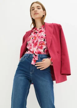 bonprix bonprix Vaqueros de pernera ancha con talle alto Denim medio desgastado