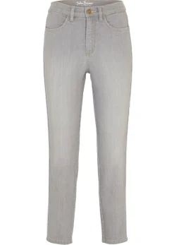 bonprix bonprix Vaqueros elásticos cómodos con largo capri y corte pitillo denim gris claro Discount
