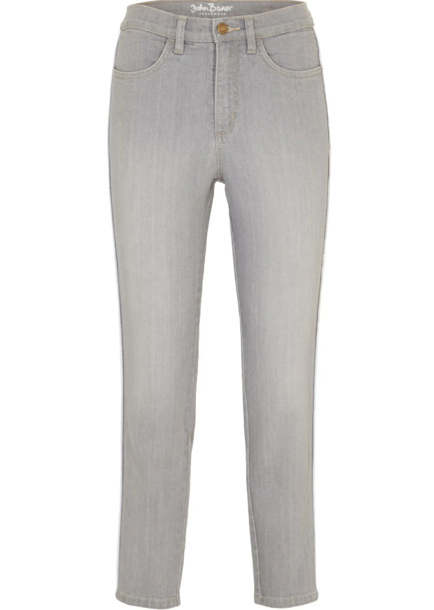 bonprix bonprix Vaqueros elásticos cómodos con largo capri y corte pitillo denim gris claro Discount