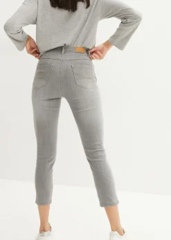 bonprix bonprix Vaqueros elásticos cómodos con largo capri y corte pitillo denim gris claro Discount
