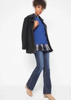 bonprix bonprix Vaqueros elásticos con corte bootcut y talle medio Azul marino desgastado Discount