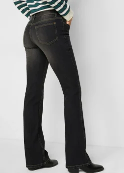 bonprix bonprix Vaqueros elásticos con corte bootcut y talle medio negro denim usado Clearance