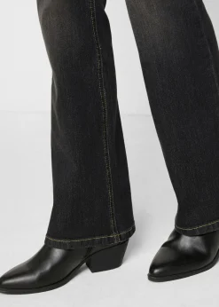 bonprix bonprix Vaqueros elásticos con corte bootcut y talle medio negro denim usado Clearance
