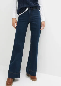 bonprix bonprix Vaqueros elásticos con pernera ancha y talle medio denim intenso Best