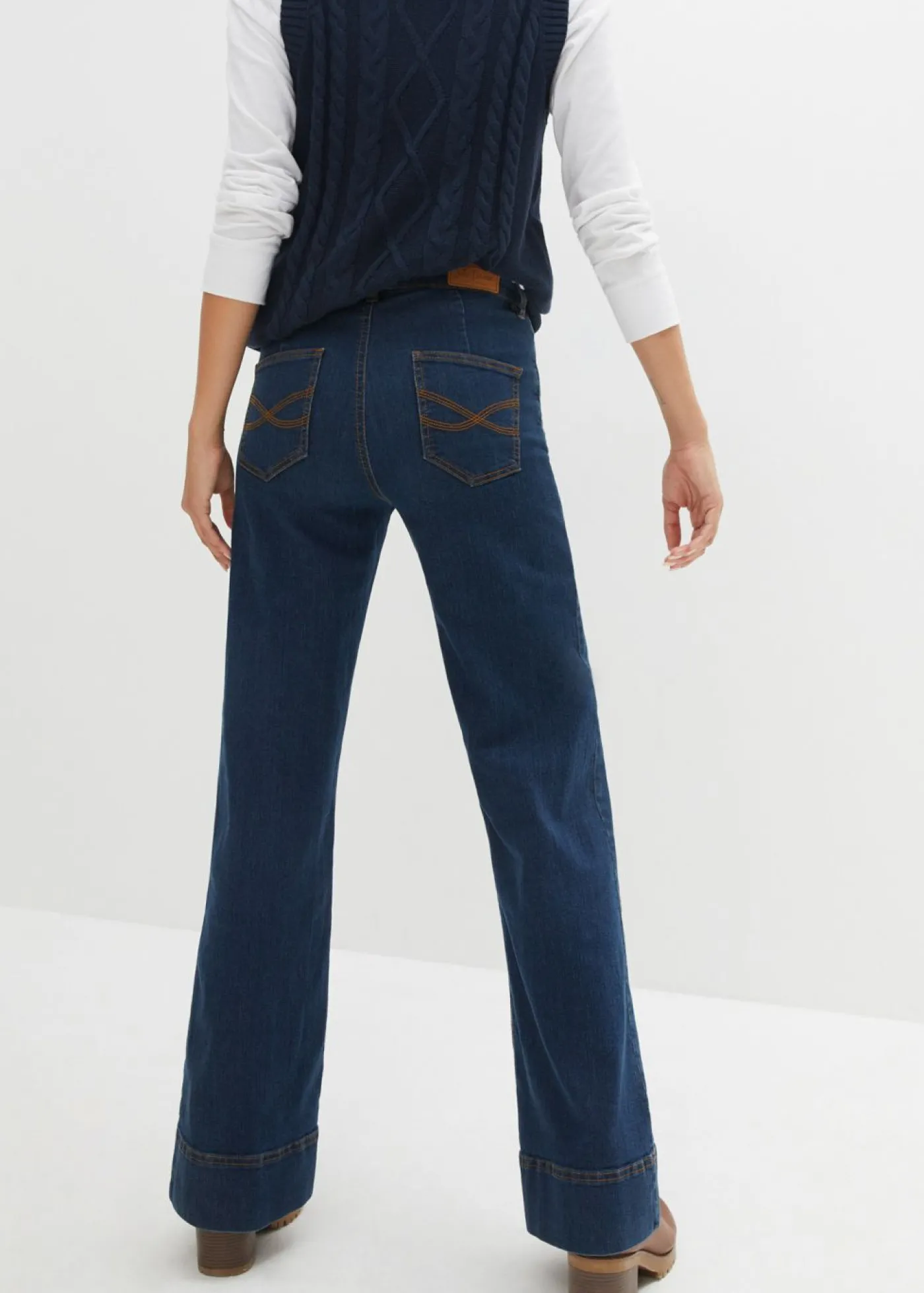 bonprix bonprix Vaqueros elásticos con pernera ancha y talle medio denim intenso Best