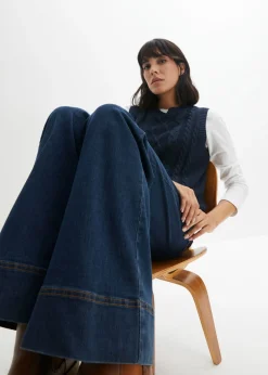 bonprix bonprix Vaqueros elásticos con pernera ancha y talle medio denim intenso Best