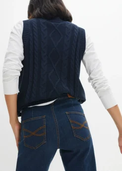 bonprix bonprix Vaqueros elásticos con pernera ancha y talle medio denim intenso Best