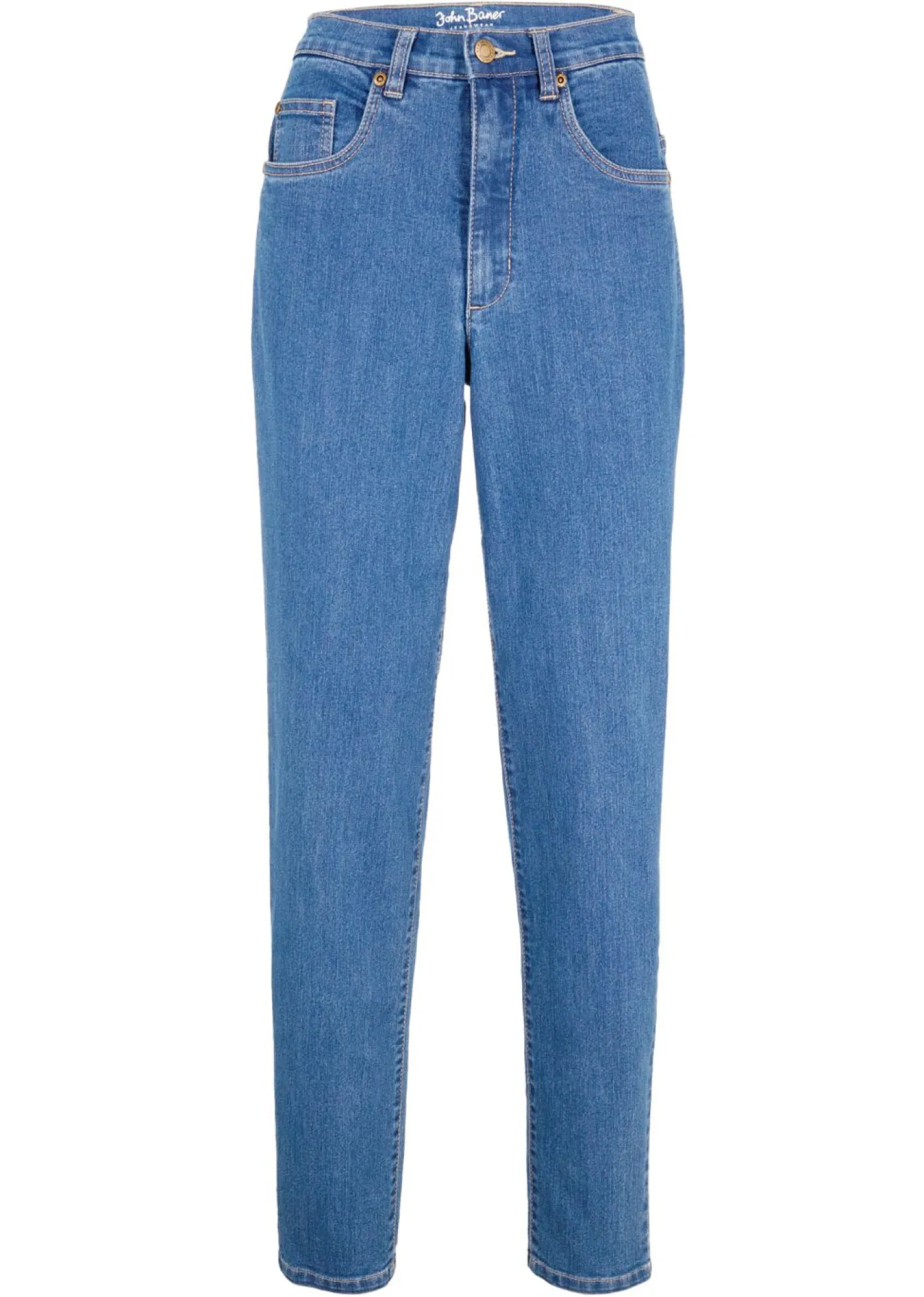 bonprix bonprix Vaqueros elásticos de cintura alta y corte mom Azul piedra usado Outlet