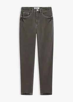 bonprix bonprix Vaqueros elásticos de cintura alta y corte mom Denim gris oscuro desgastado Clearance