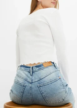 bonprix bonprix Vaqueros elásticos de cintura alta y corte mom Denim claro usado Clearance