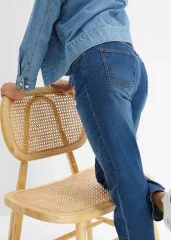 bonprix bonprix Vaqueros elásticos de cintura alta y corte mom Azul piedra usado Best
