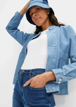 bonprix bonprix Vaqueros elásticos de cintura alta y corte mom Azul piedra usado Best
