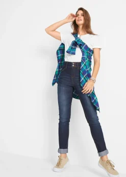 bonprix bonprix Vaqueros elásticos de corte slim y talle alto Denim oscuro desgastado New