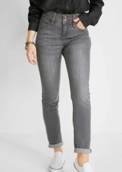 bonprix bonprix Vaqueros elásticos de corte slim y talle alto denim gris desgastado New