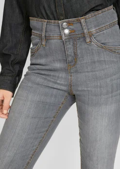 bonprix bonprix Vaqueros elásticos de corte slim y talle alto denim gris desgastado New