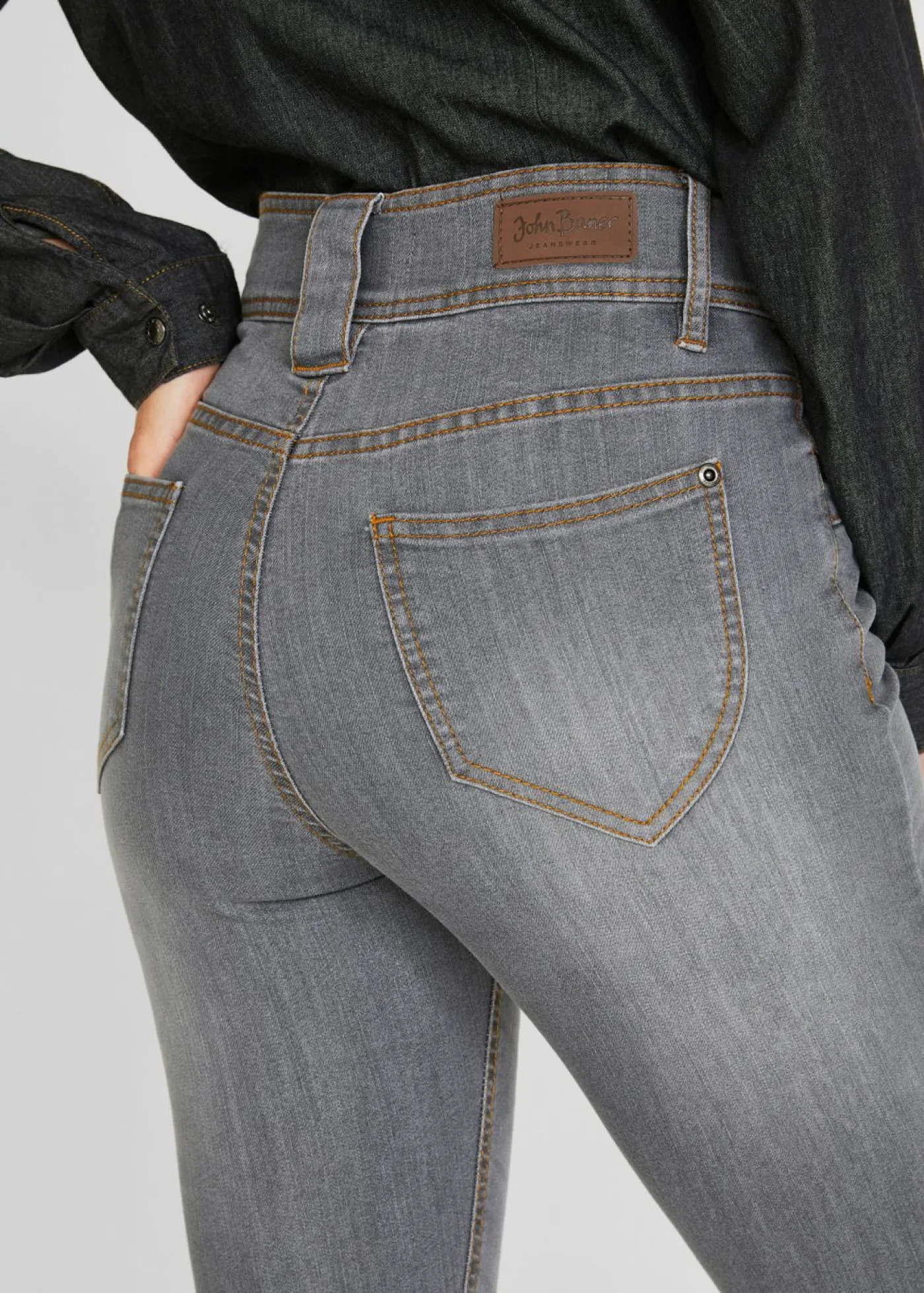 bonprix bonprix Vaqueros elásticos de corte slim y talle alto denim gris desgastado New
