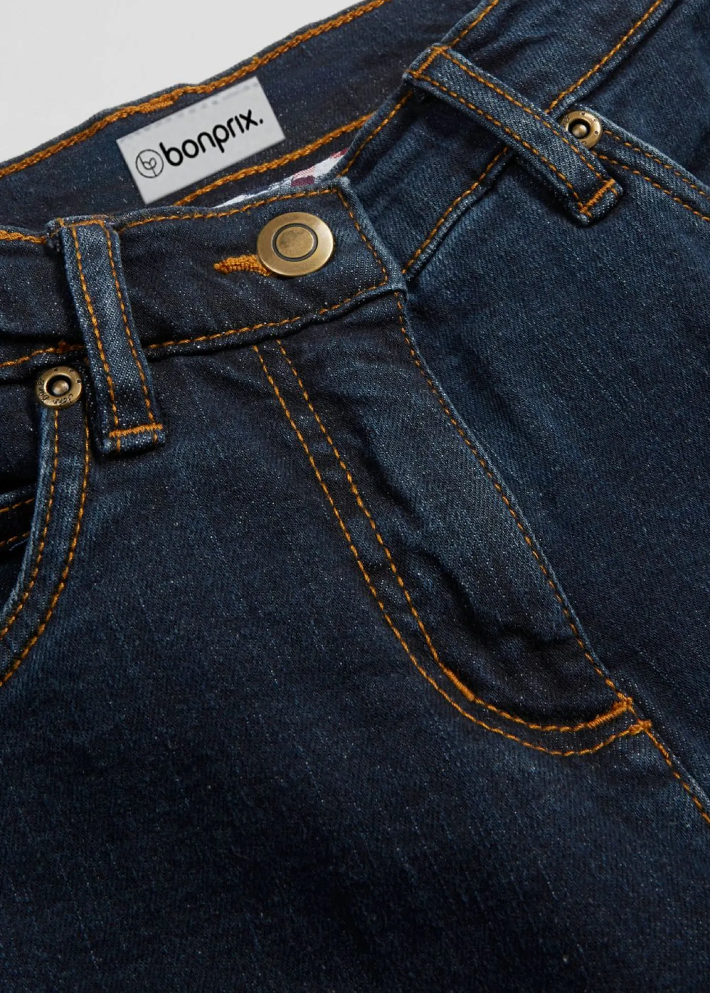 bonprix bonprix Vaqueros elásticos de talle alto con corte bootcut Azul marino Sale
