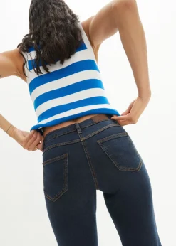 bonprix bonprix Vaqueros elásticos de talle alto con corte bootcut Azul marino Sale