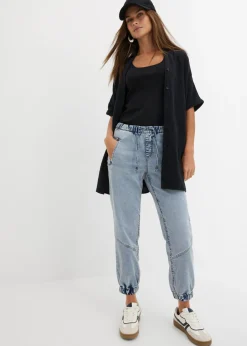 bonprix bonprix Vaqueros elásticos deportivos de talle medio Denim oscuro desgastado Best