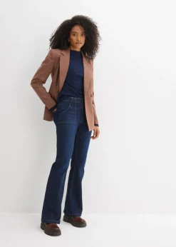 bonprix bonprix Vaqueros flared, high waist de algodón orgánico azul oscuro denim usado Discount