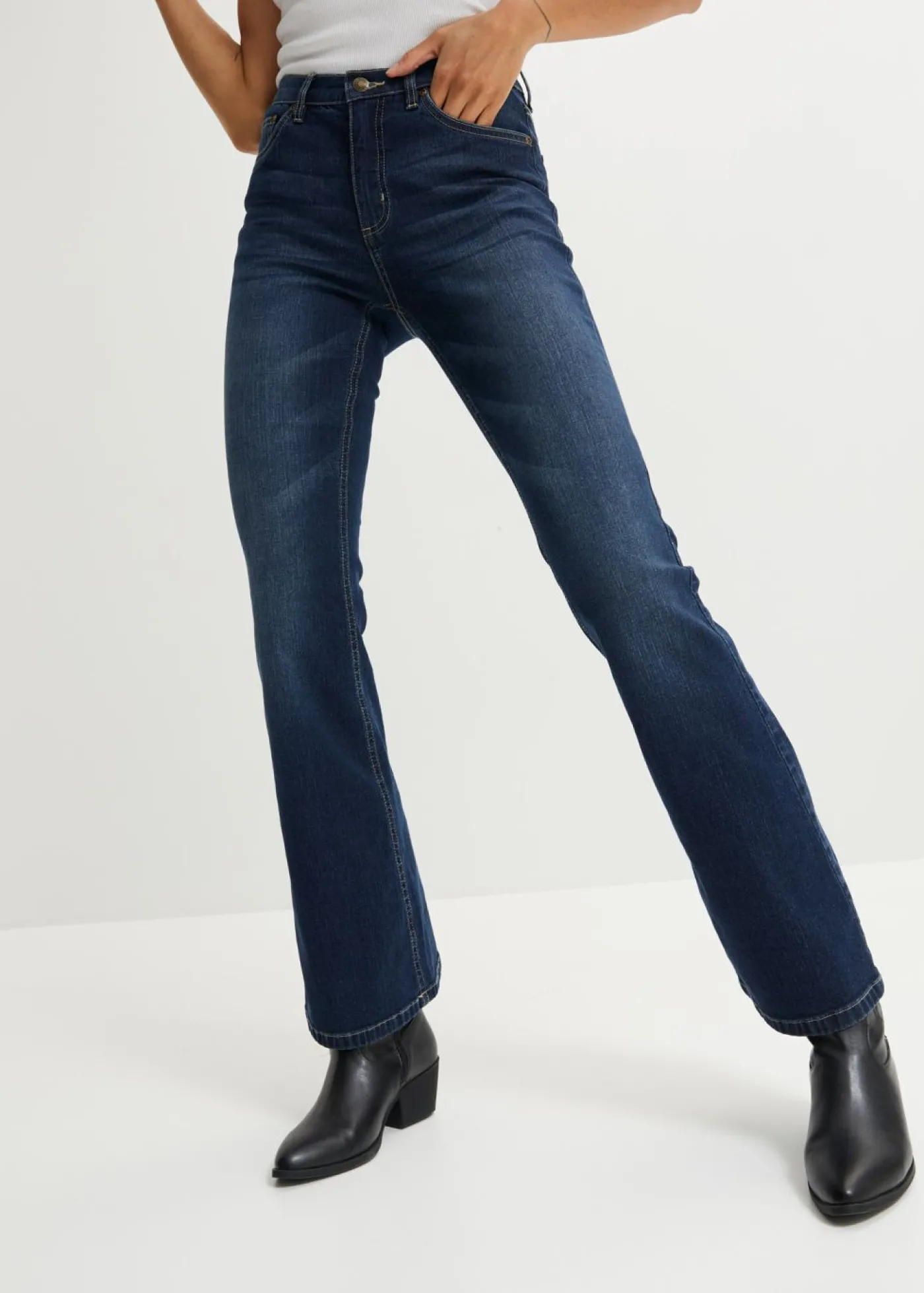 bonprix bonprix Vaqueros flared high waist denim oscuro Clearance
