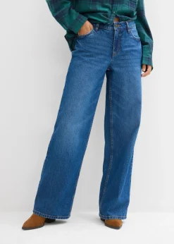 bonprix bonprix Vaqueros holgados con talle medio y corte recto Azul piedra usado Outlet