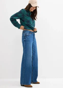 bonprix bonprix Vaqueros holgados con talle medio y corte recto Azul piedra usado Outlet