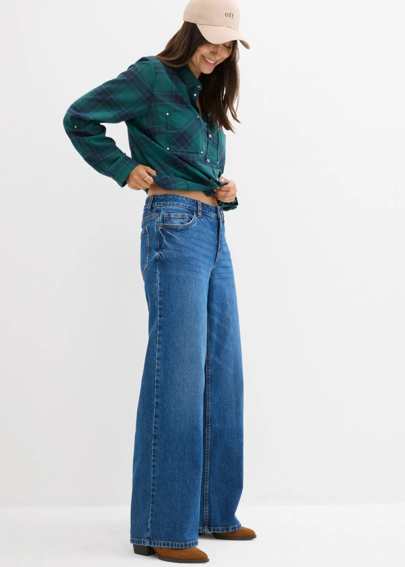 bonprix bonprix Vaqueros holgados con talle medio y corte recto Azul piedra usado Outlet