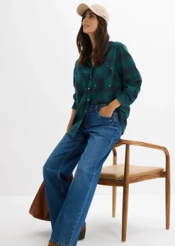 bonprix bonprix Vaqueros holgados con talle medio y corte recto Azul piedra usado Outlet