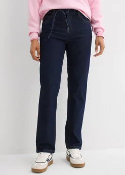 bonprix bonprix Vaqueros holgados con talle medio y corte recto Azul oscuro denim Best