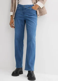bonprix bonprix Vaqueros holgados de algodón orgánico con talle medio y corte recto azul medio denim usado