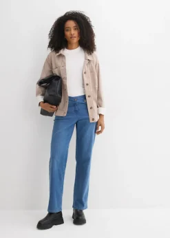 bonprix bonprix Vaqueros holgados de algodón orgánico con talle medio y corte recto azul medio denim usado