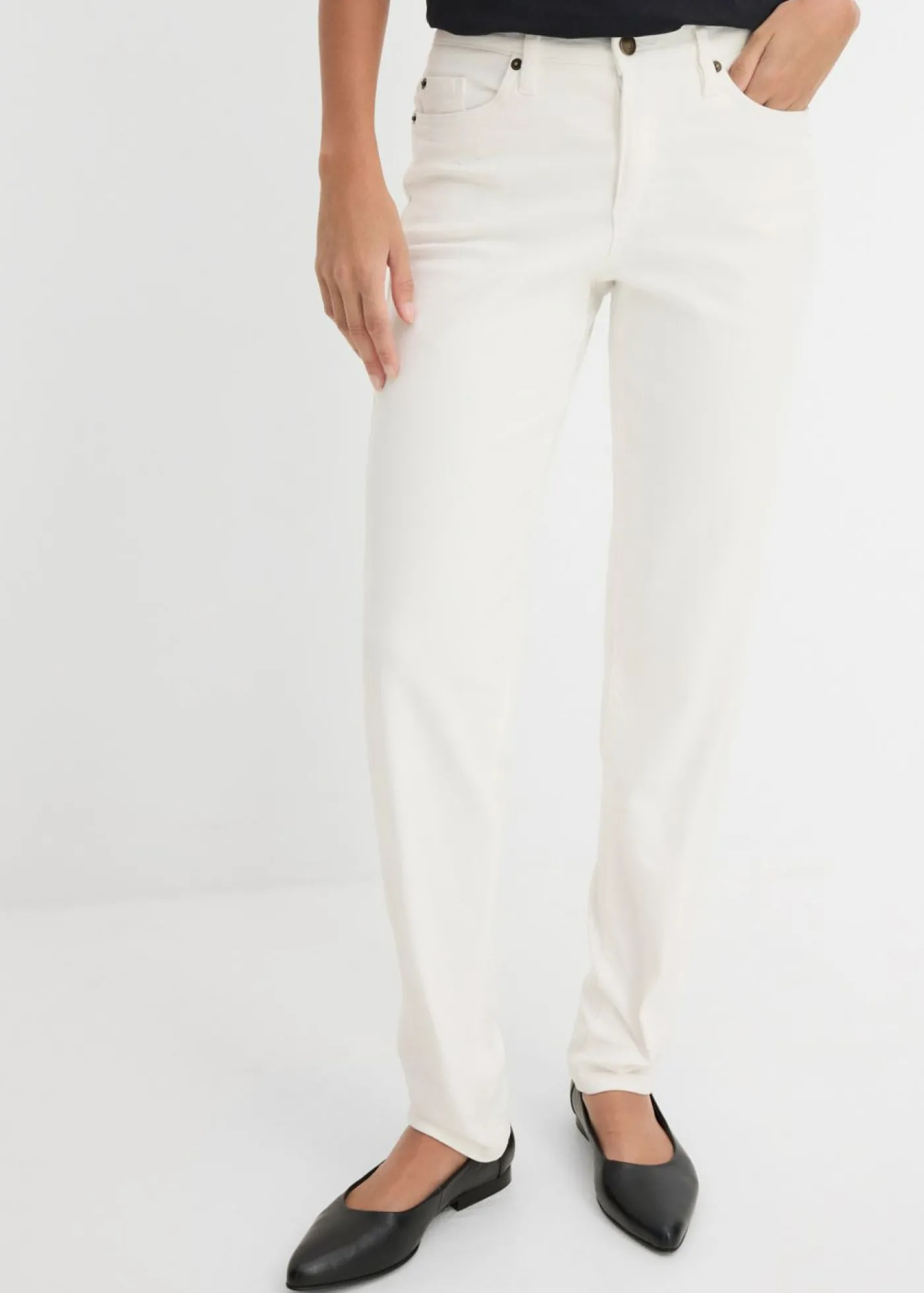 bonprix bonprix Vaqueros largos con corte mom y talle medio Blanco Best