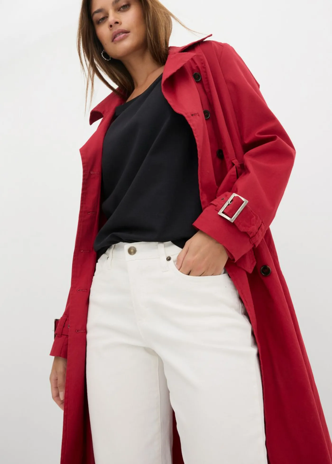 bonprix bonprix Vaqueros largos con corte mom y talle medio Blanco Best