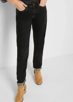 bonprix bonprix Vaqueros largos con corte mom y talle medio Negro Sale