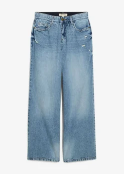 bonprix bonprix Vaqueros low stretch con perneras anchas y tiro medio Denim claro desgastado Discount