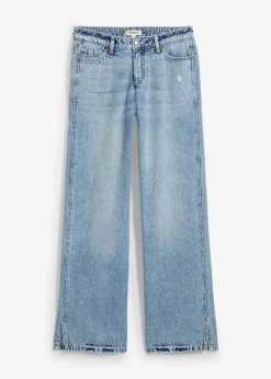 bonprix bonprix Vaqueros low stretch con corte holgado, talle medio y diseño recto azul hielo denim usado Discount