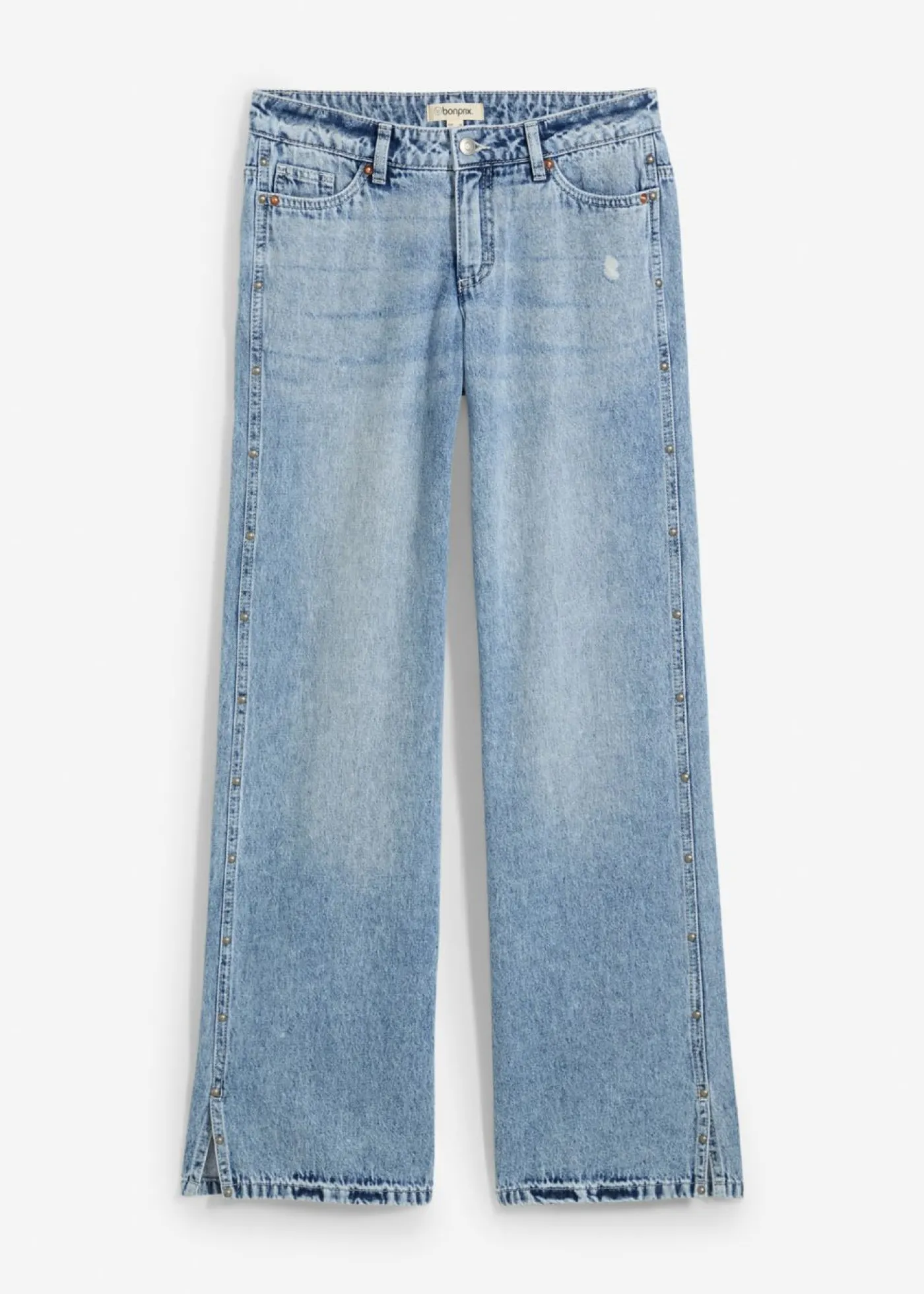 bonprix bonprix Vaqueros low stretch con corte holgado, talle medio y diseño recto azul hielo denim usado Discount