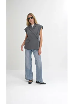 bonprix bonprix Vaqueros low stretch con corte holgado, talle medio y diseño recto azul hielo denim usado Discount