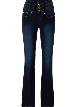 bonprix bonprix Vaqueros moldeadores con corte bootcut y talle alto Azul marino desgastado Discount