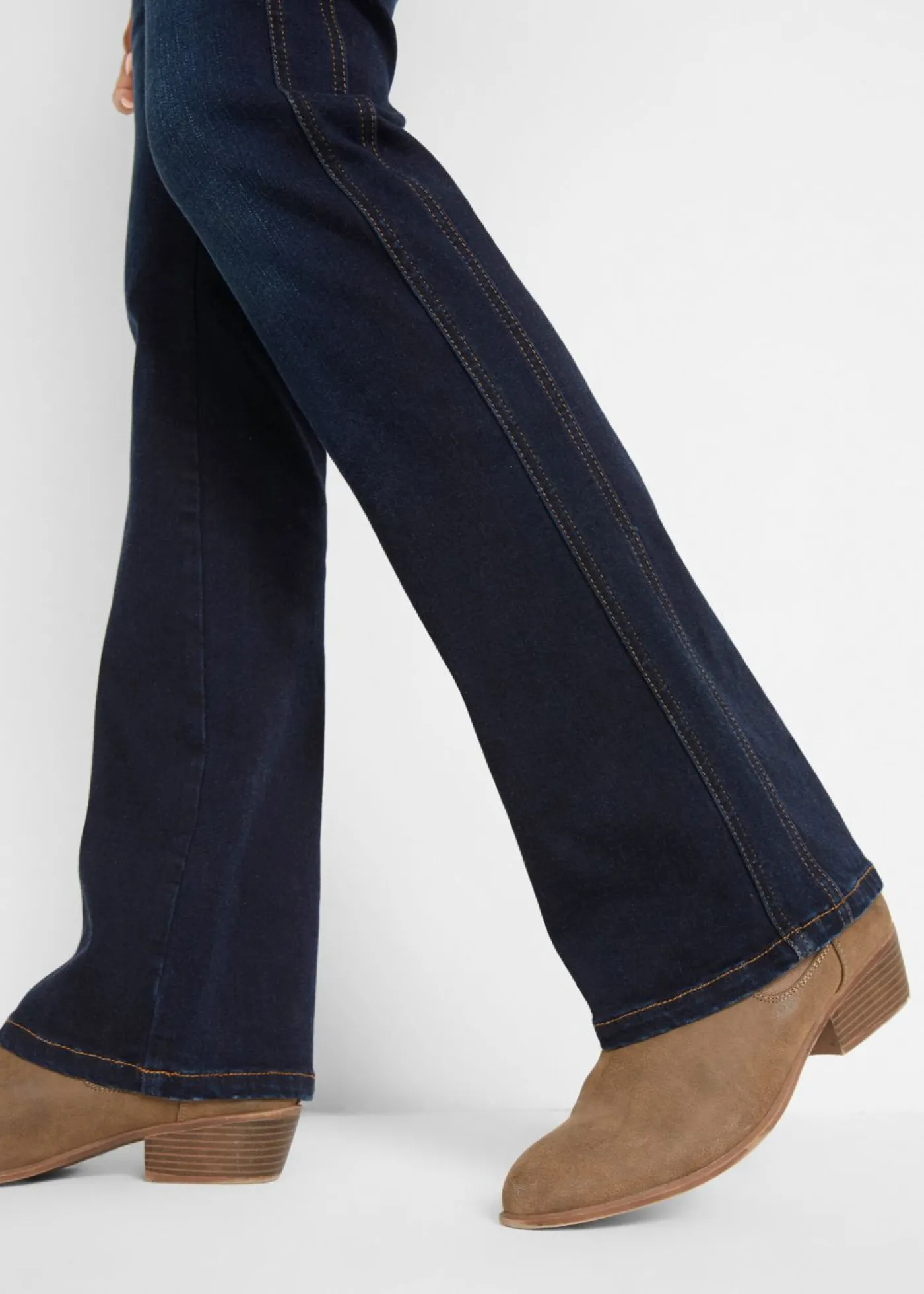 bonprix bonprix Vaqueros moldeadores con corte bootcut y talle alto Azul marino desgastado Discount