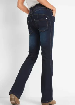 bonprix bonprix Vaqueros moldeadores con corte bootcut y talle alto Azul marino desgastado Sale