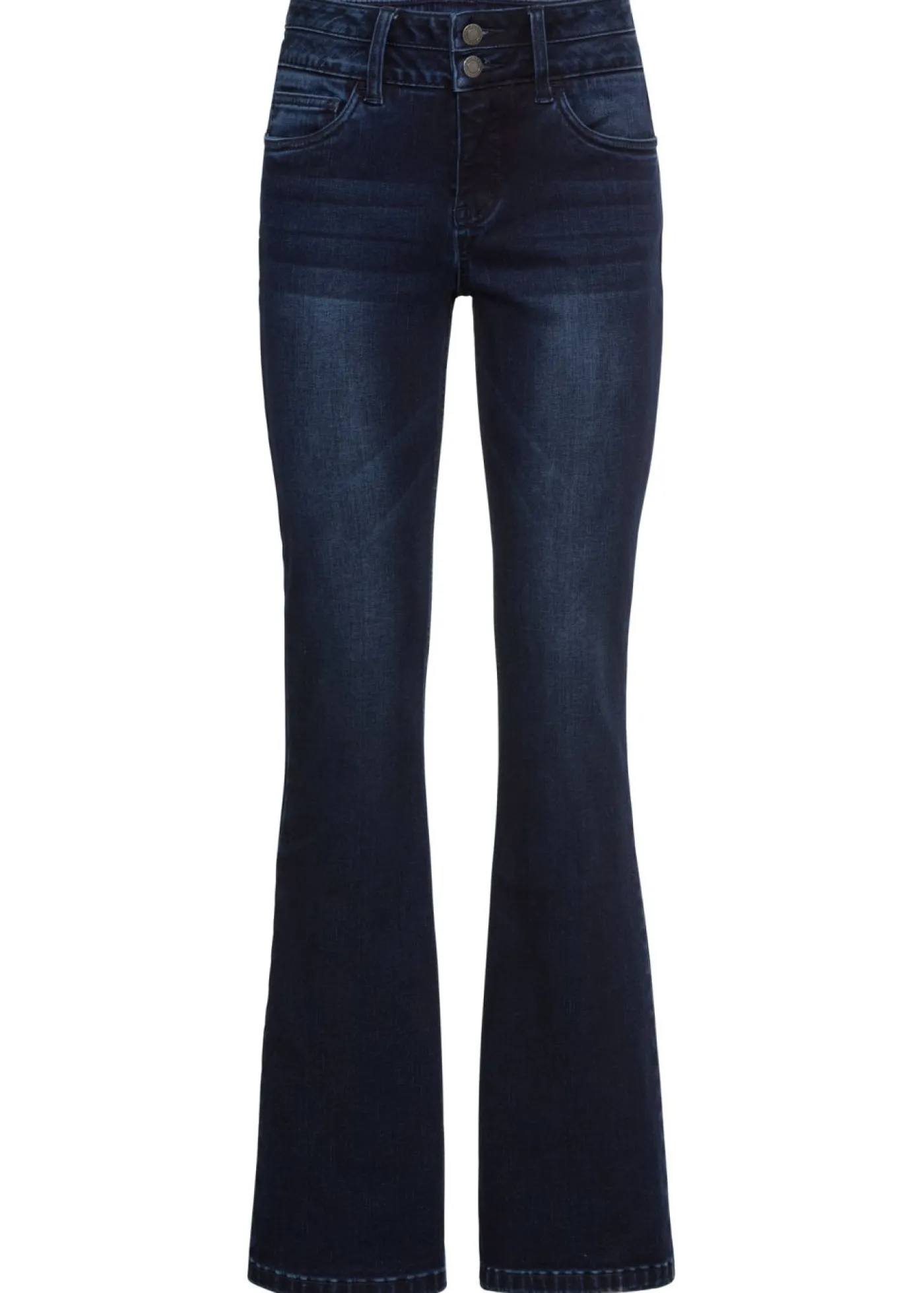 bonprix bonprix Vaqueros moldeadores y suaves con corte bootcut y talle alto azul oscuro denim usado Best