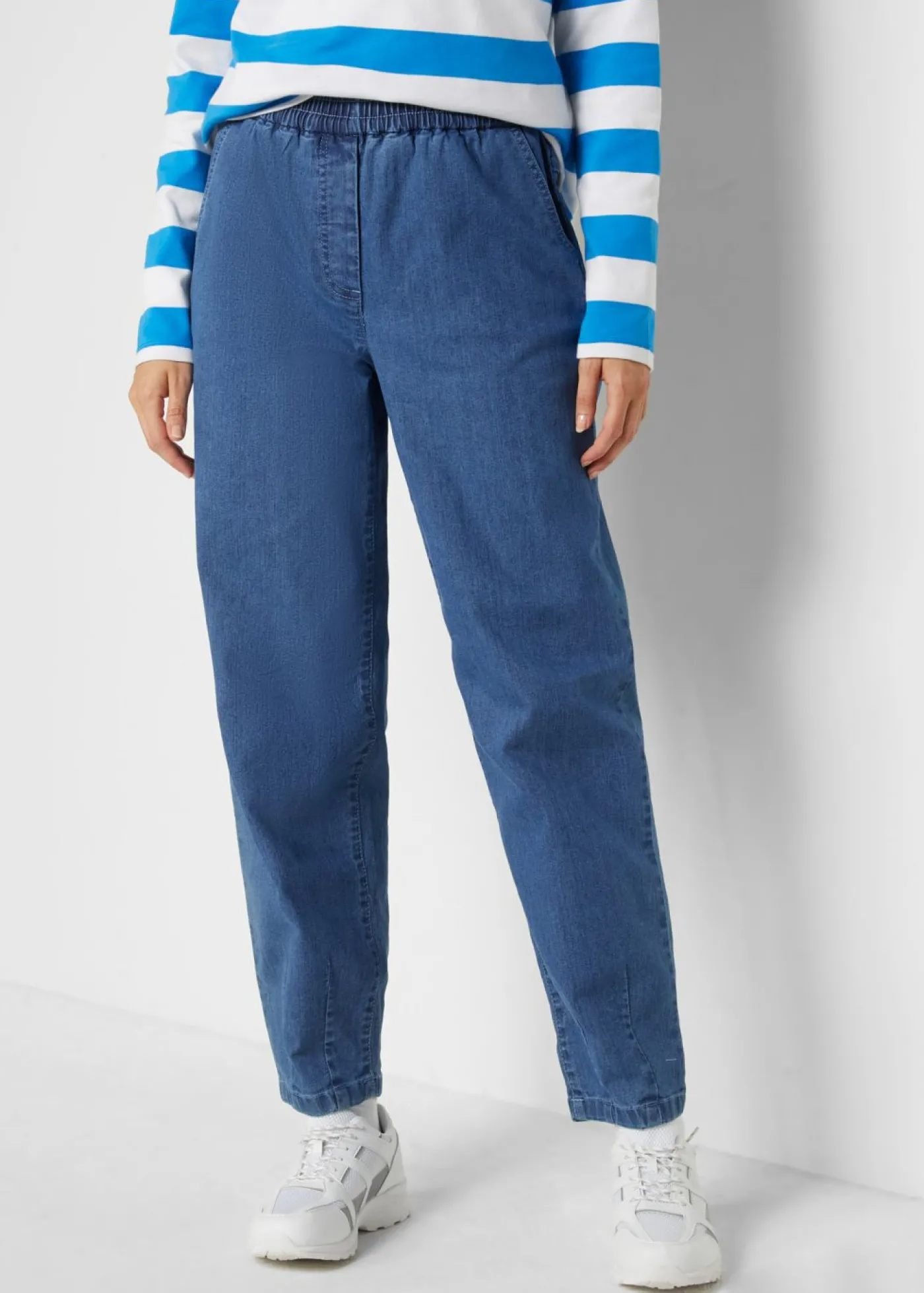 bonprix bonprix Vaqueros mom, high waist, con cintura cómoda denim medio usado Discount