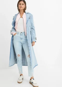 bonprix bonprix Vaqueros mom, high waist, con efecto roto Azul usado Clearance