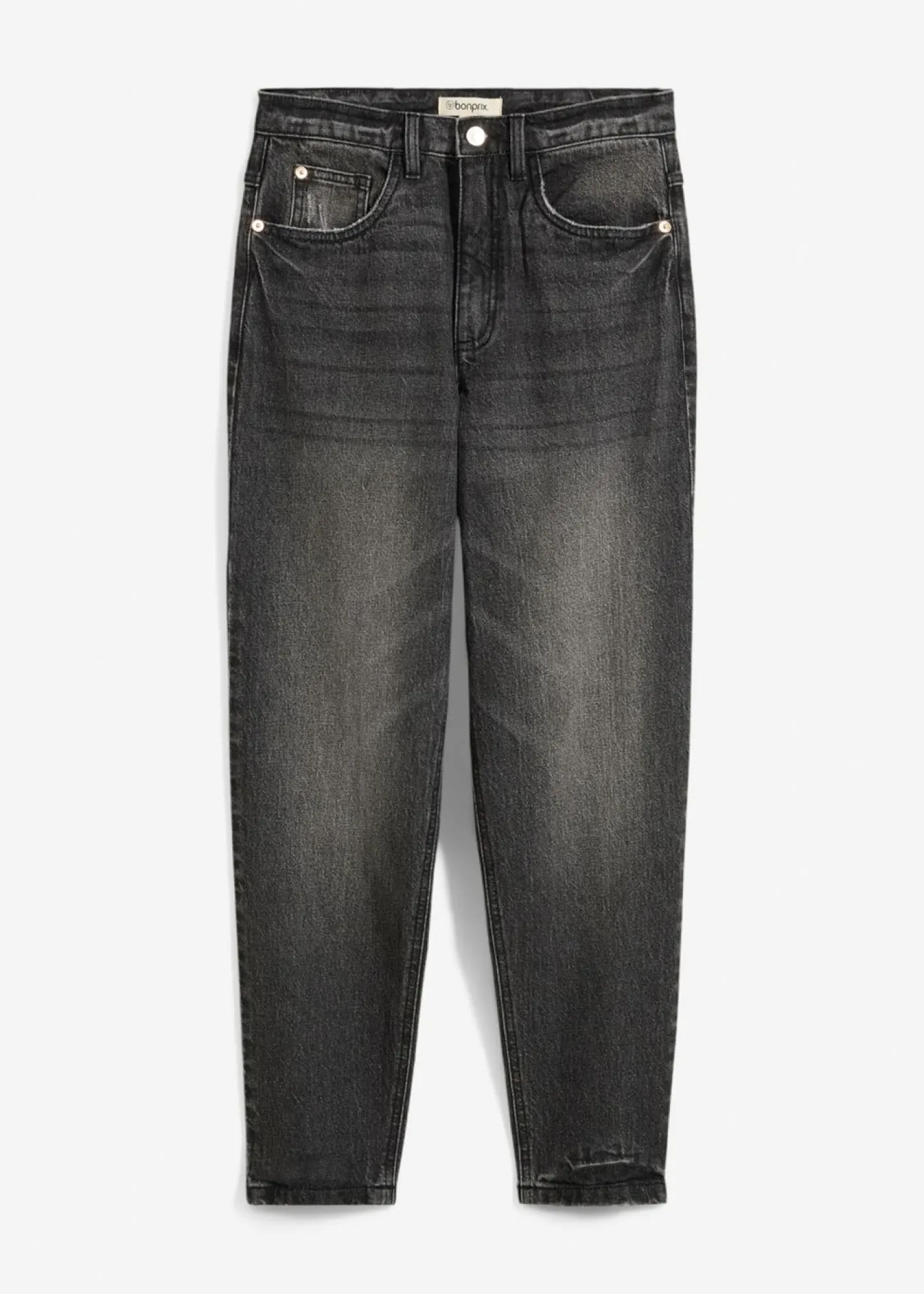 bonprix bonprix Vaqueros mom, high waist, low stretch, cropped negro denim usado New